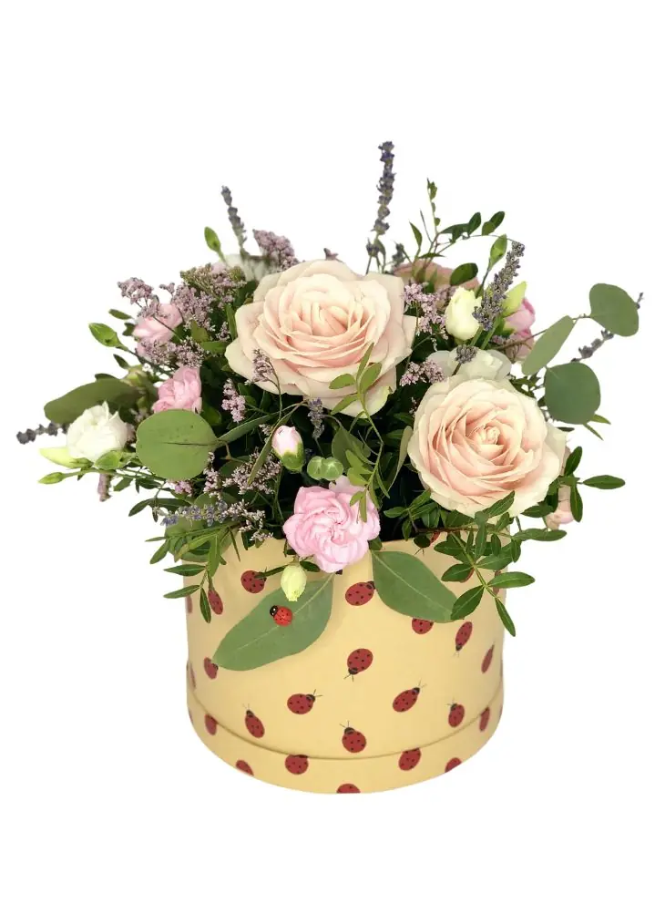 Hatbox of Pink and White Flowers in oasis renewal
